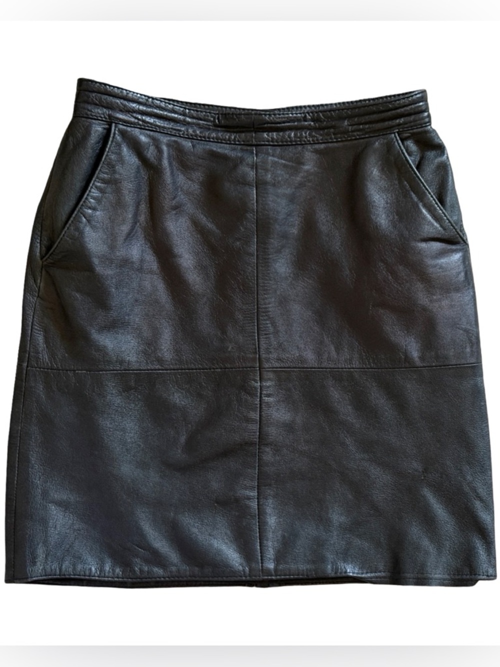 Vintage 90s/00s Genuine Leather Mini Skirt In Black